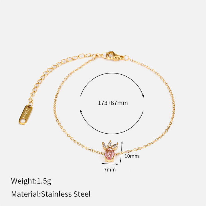 Pink Zirconia Stainless Steel Bracelet