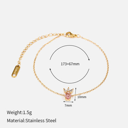 Pink Zirconia Stainless Steel Bracelet