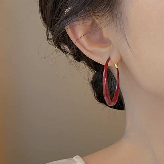 Burgundy Hoop Earrings