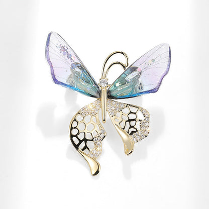 Green Butterfly Tassel Brooch
