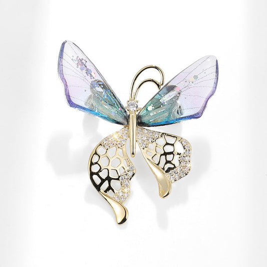 Green Butterfly Tassel Brooch