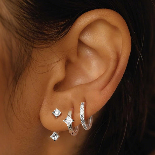3-Pair Gold-Tone Silver-Tone Hoop Earrings Set