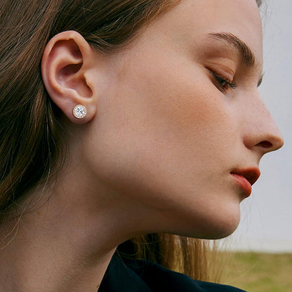 Gold-Tone Silver-Tone CZ Stud Earrings