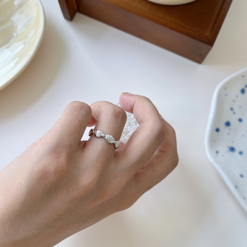 Sterling Silver Shell Split Ring