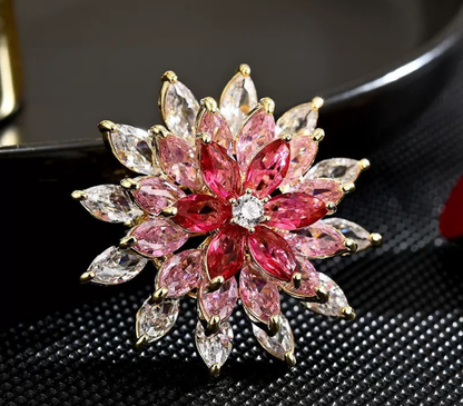 Crystal Flower Brooch