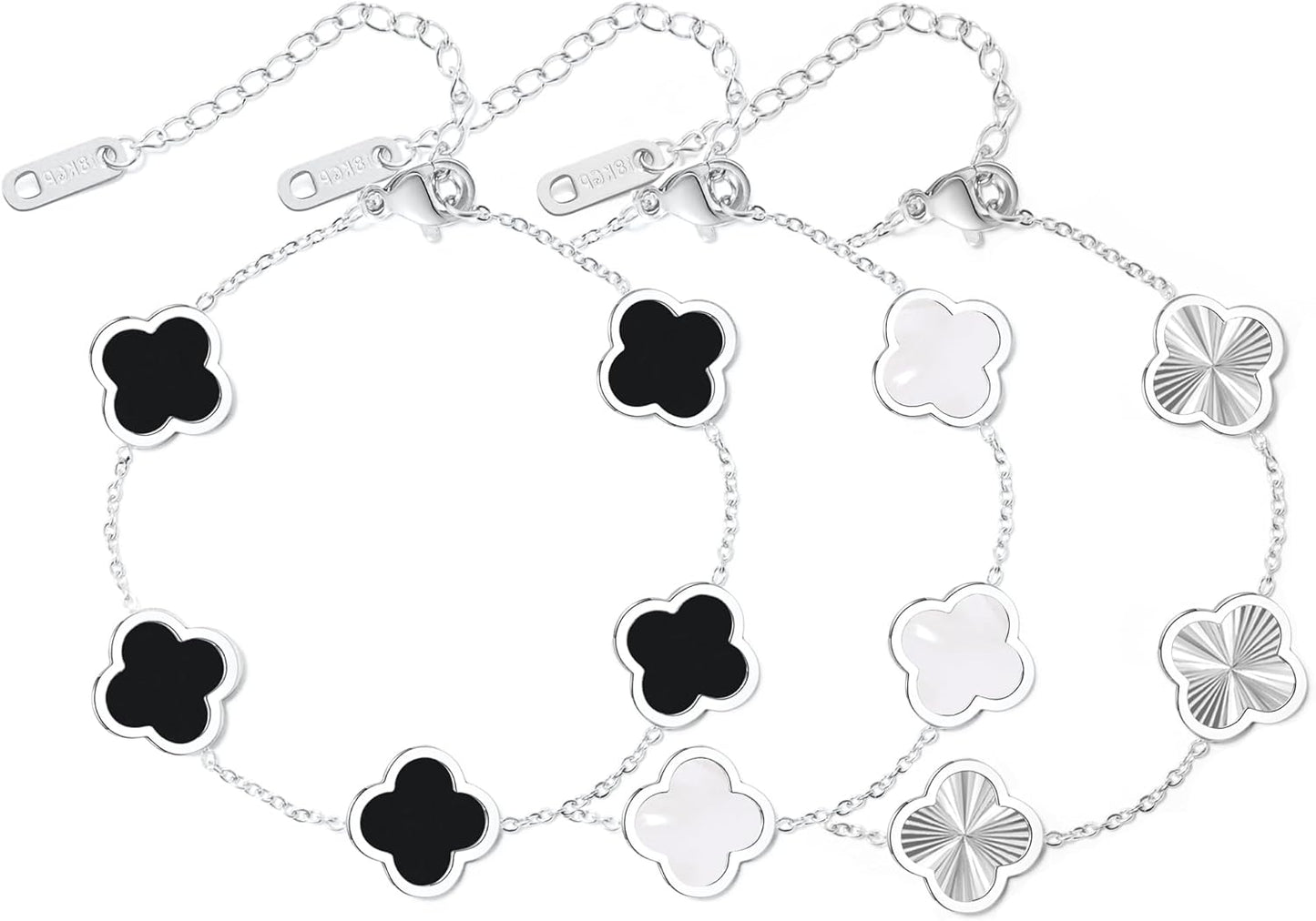 3-Piece 18K Gold Plated Clover Bracelet Set