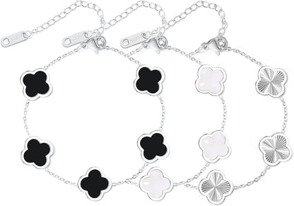 3-Piece 18K Gold Plated Clover Bracelet Set