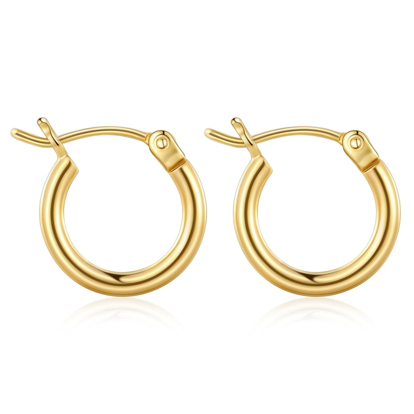 Gold Hoop Earrings for Women 14K Real Gold Plated Hoops with 925 Sterling Silver Post