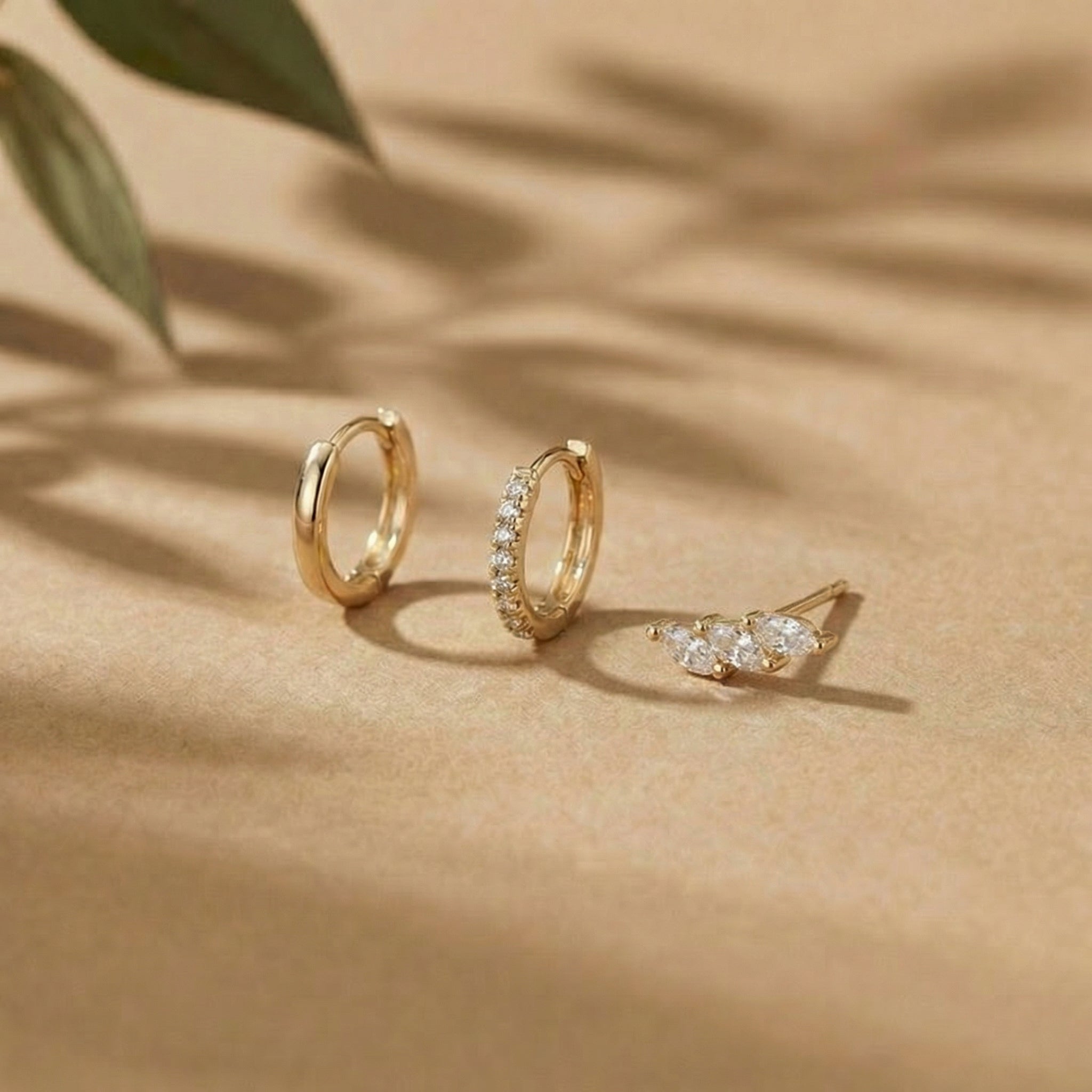 Gold Layered Stackable Stud Earrings