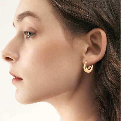 6-Pair Gold-Tone Chunky Hoop Earrings Set