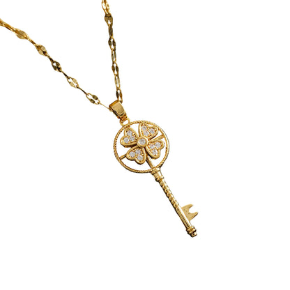 Titanium Steel Flower Pendant Necklace