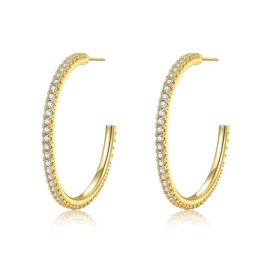 Silver-Tone Rhinestone Hoop Earrings