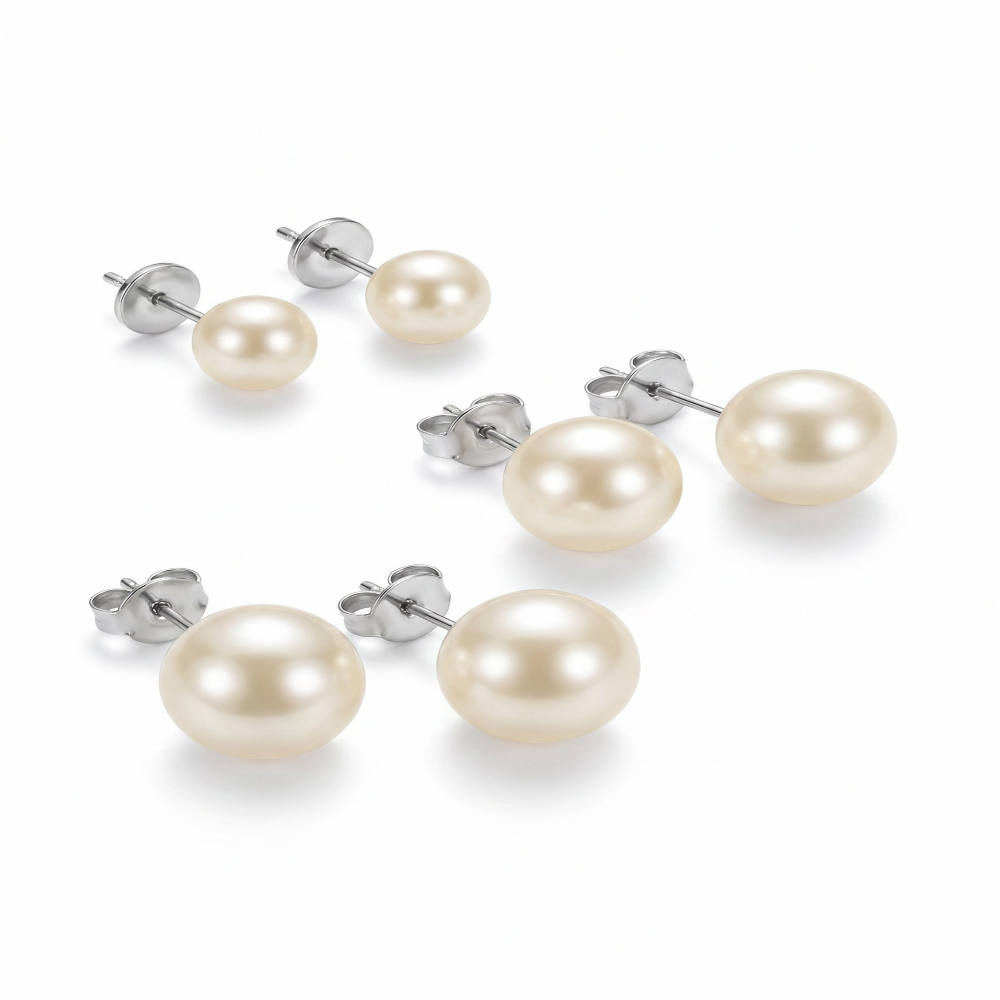 White Pearl Stud Earrings
