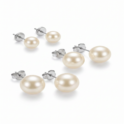 White Pearl Stud Earrings