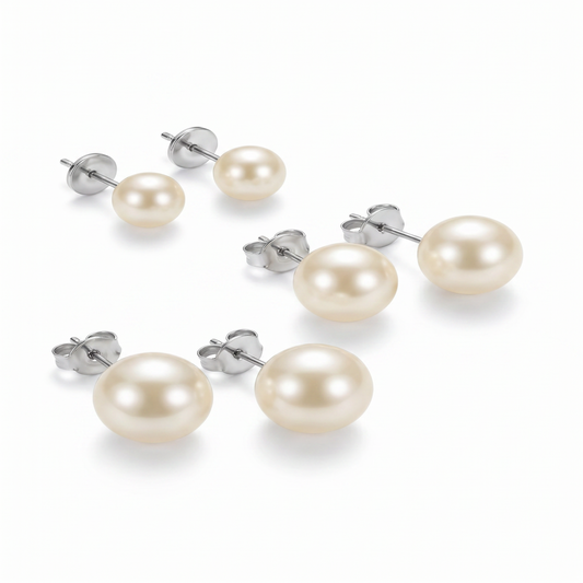 Women's Top Imitation Australian White Cold Luster Pearl Stud Earrings, Elegant Earrings, Ear Jewelry for Sensitive Ears