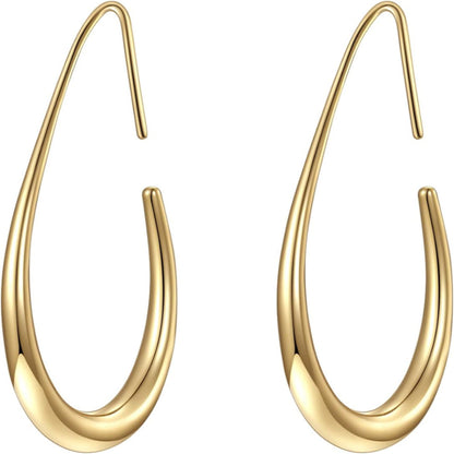 Gold-Tone White Teardrop Hoop Earrings