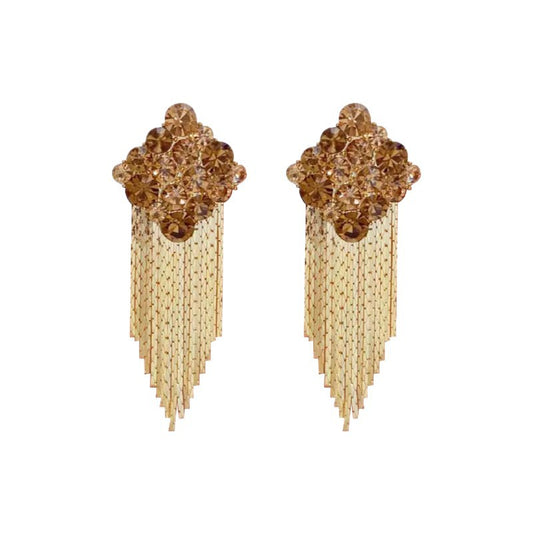 Maillard Collection: Chic and Stylish Zirconia Diamond-Shaped Fringe Earrings—Exquisite, Ultra-Sparkling, High-End Stud Earrings