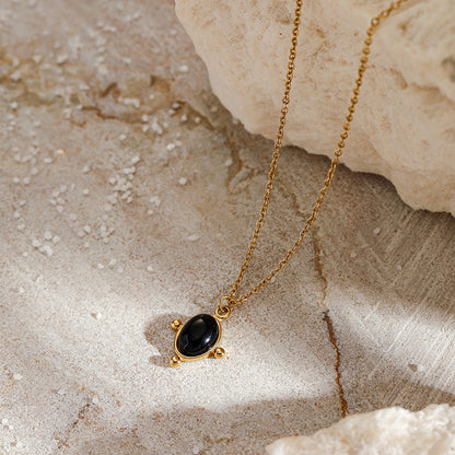 Black Gemstone Pendant Necklace