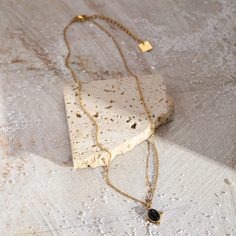 Black Gemstone Pendant Necklace