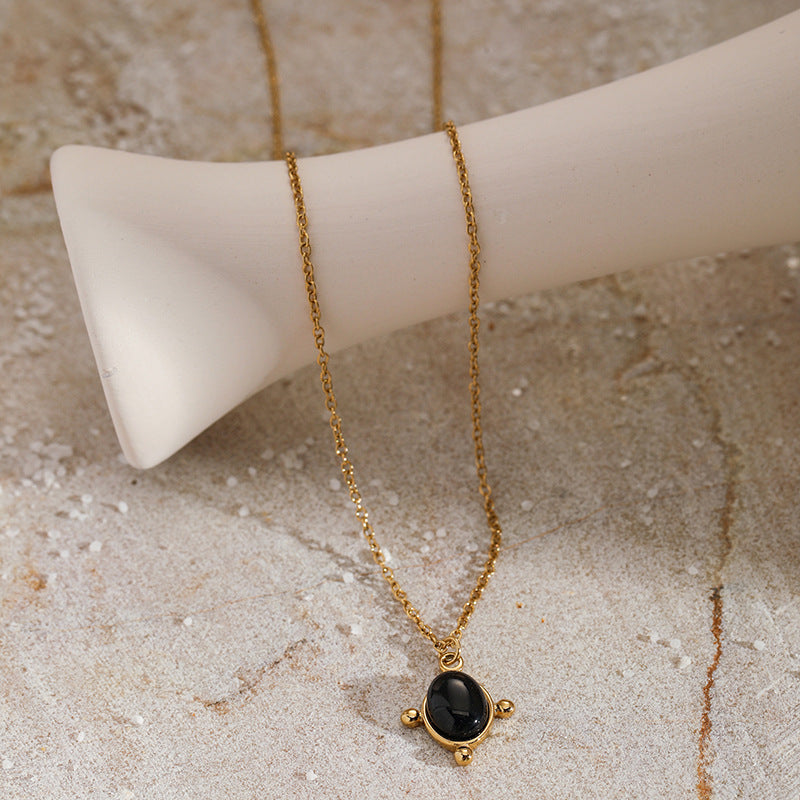 Black Gemstone Pendant Necklace