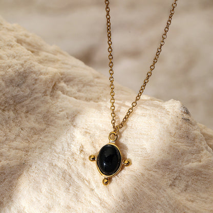Black Gemstone Pendant Necklace