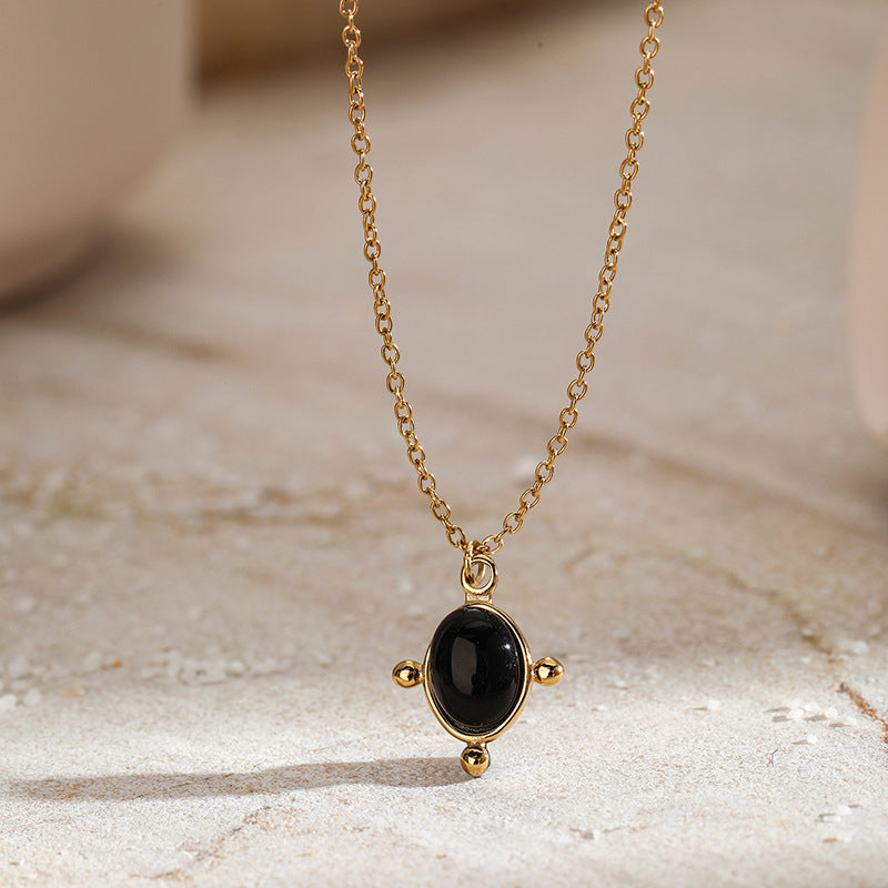 Black Gemstone Pendant Necklace