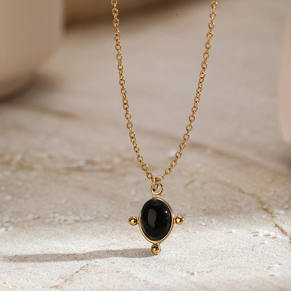 Black Gemstone Pendant Necklace