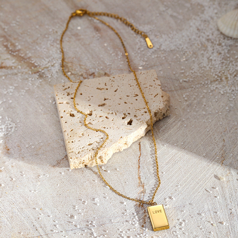 LOVE Square Pendant Necklace