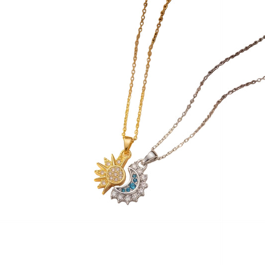 Women's Fashion Retro Sun Moon Stacked Necklace