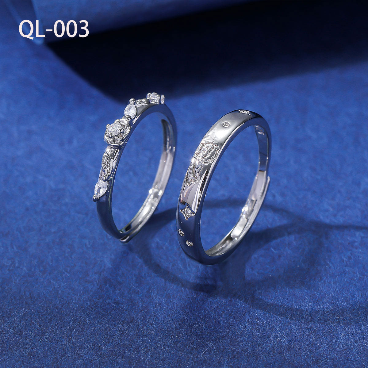 White Gold Adjustable Couple Ring