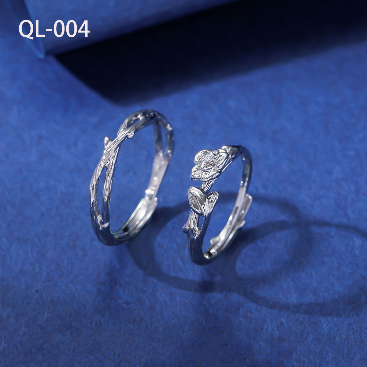 White Gold Adjustable Couple Ring