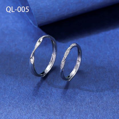 White Gold Adjustable Couple Ring