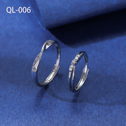 White Gold Adjustable Couple Ring