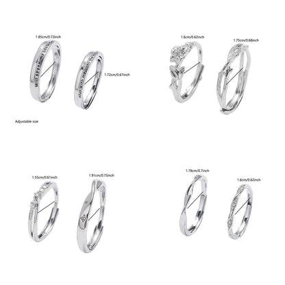 White Gold Adjustable Couple Ring