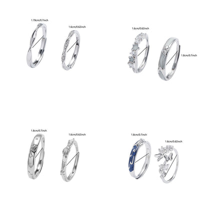 White Gold Adjustable Couple Ring