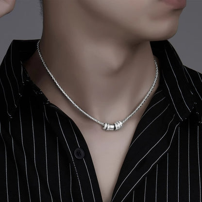 Rhinestone Circle Clavicle Necklace Trendy Brand Stainless Steel Necklace For Men & Women, Couple Style Fashionable & Versatile