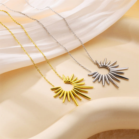 Titanium Steel Sunflower Pendant Necklace
