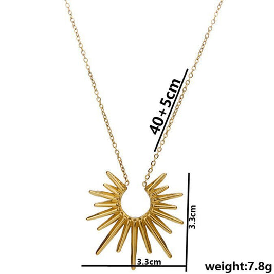 Titanium Steel Sunflower Pendant Necklace