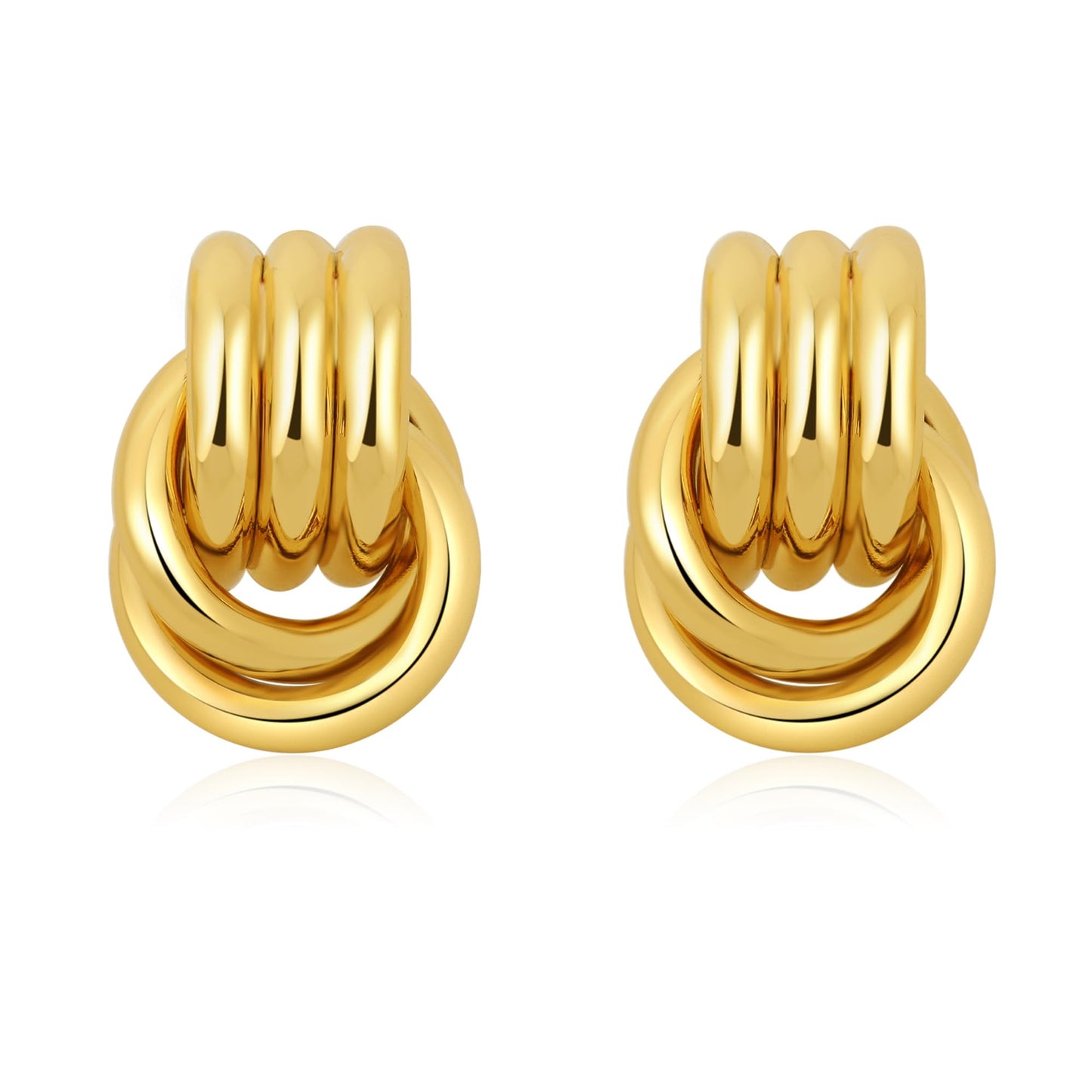 Trendy Gold Plated Knot Earrings for Women Chunky Statement Drop Dangle Earrings Lightweight Hypoallergenic Fashion Accessories Gold Jewelry Gifts for Womens