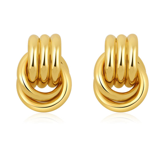 Trendy Gold Plated Knot Earrings for Women Chunky Statement Drop Dangle Earrings Lightweight Hypoallergenic Fashion Accessories Gold Jewelry Gifts for Womens