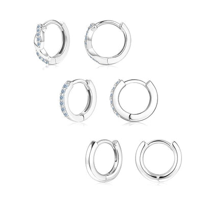 Gold Huggie Hoop Earrings Set for Women, Dainty Small Sterling Silver Earring for Multiple Piercing Hypoallergenic Jewelry, Trendy Twisted CZ Cartilage Earings for Women's Mother Gifts 3Pairs