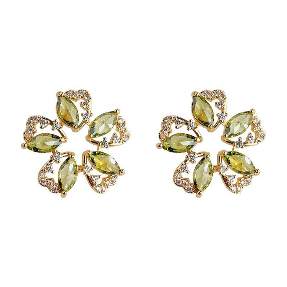 Green CZ Vintage Stud Earrings