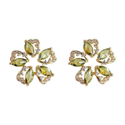 Green CZ Vintage Stud Earrings