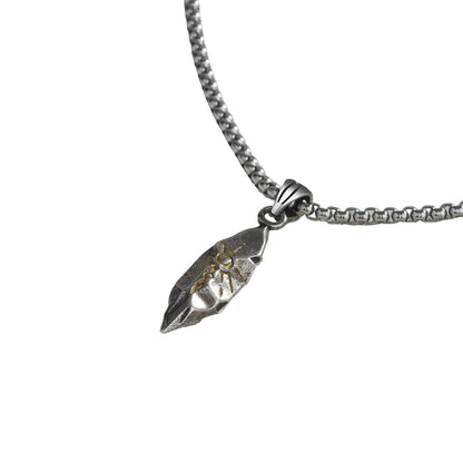 Vintage Wish Stone Necklace, Personalized Meteorite Color-Block Pendant, Hip-Hop Style Sweater Chain Accessory