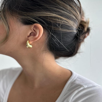 Gold-Tone Silver-Tone Teardrop Chunky Hoop Earrings