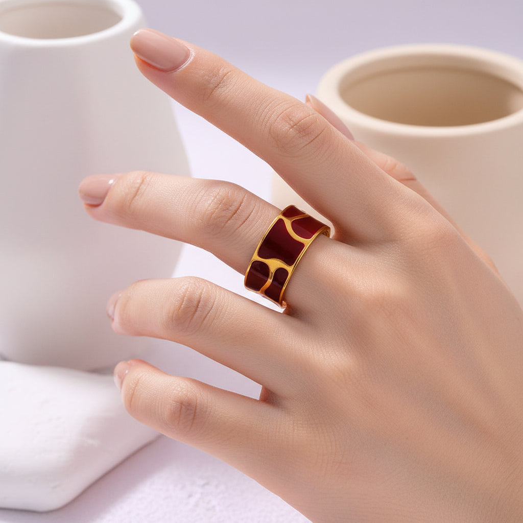 Gold-Plated Titanium Steel Teardrop Open Ring